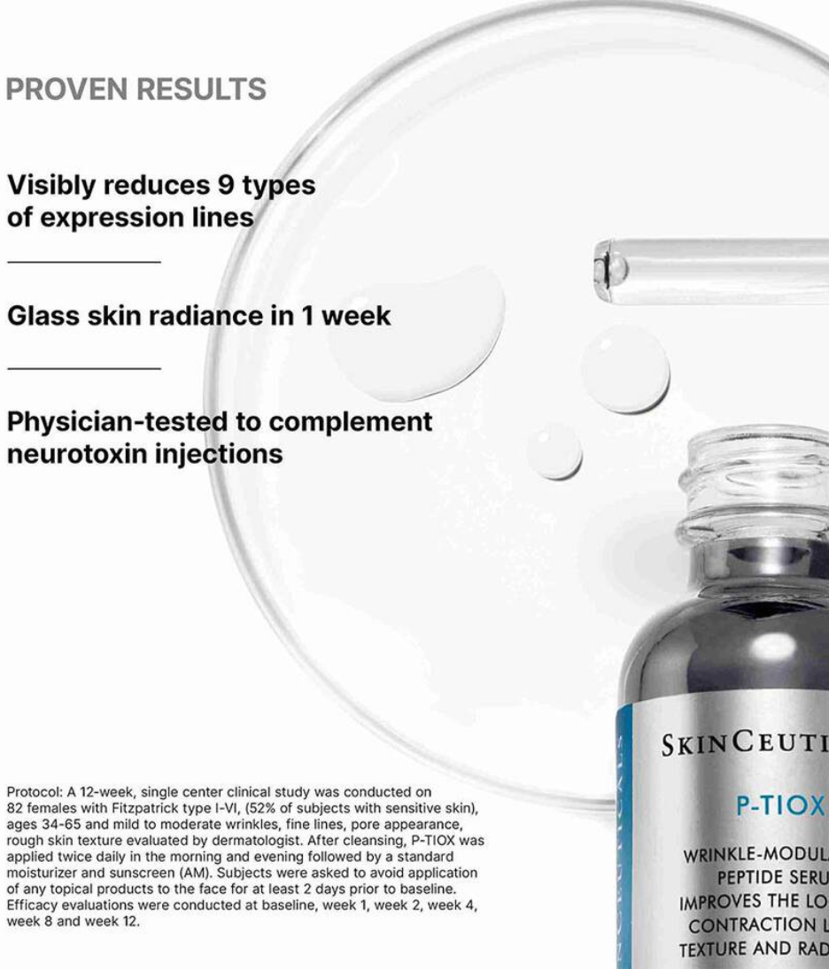 SkinCeuticals P-TIOX skincare product with text on proven results.