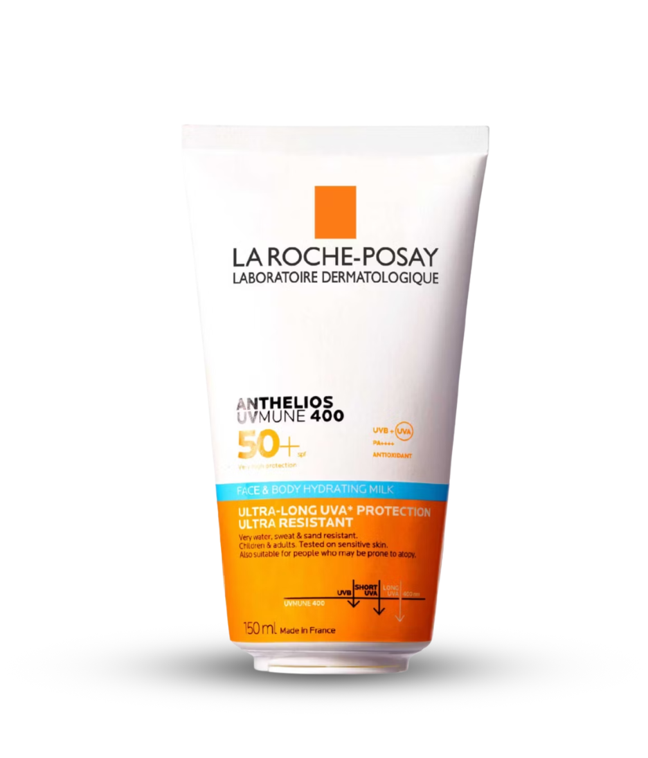 Anthelios UVMune 400 Face & Body Hydrating Milk SPF50+ white background product shot