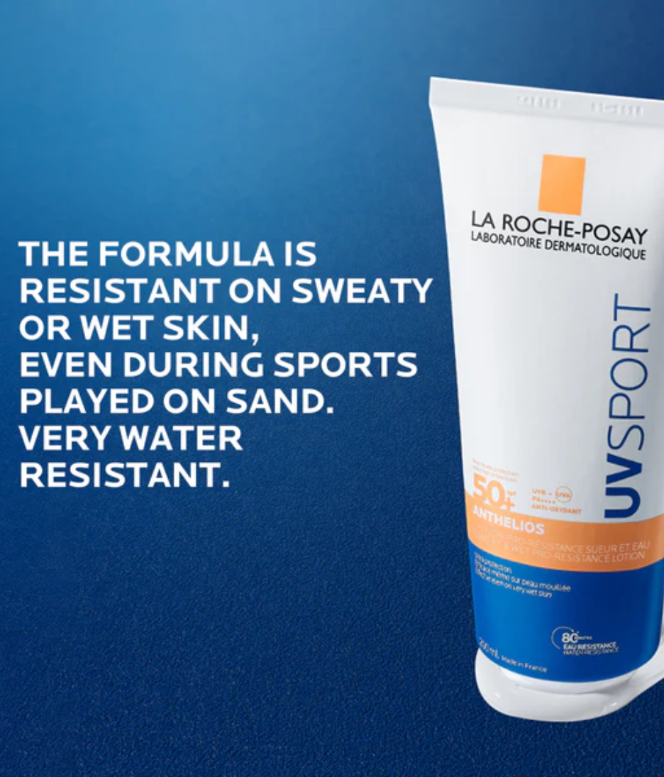 Anthelios UVSPORT Wet & Sweat Pro-Resistance Lotion SPF50+ benefits