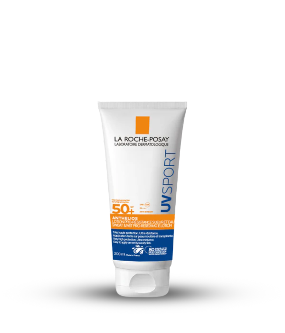Anthelios UVSPORT Wet & Sweat Pro-Resistance Lotion SPF50+ product shot with white background