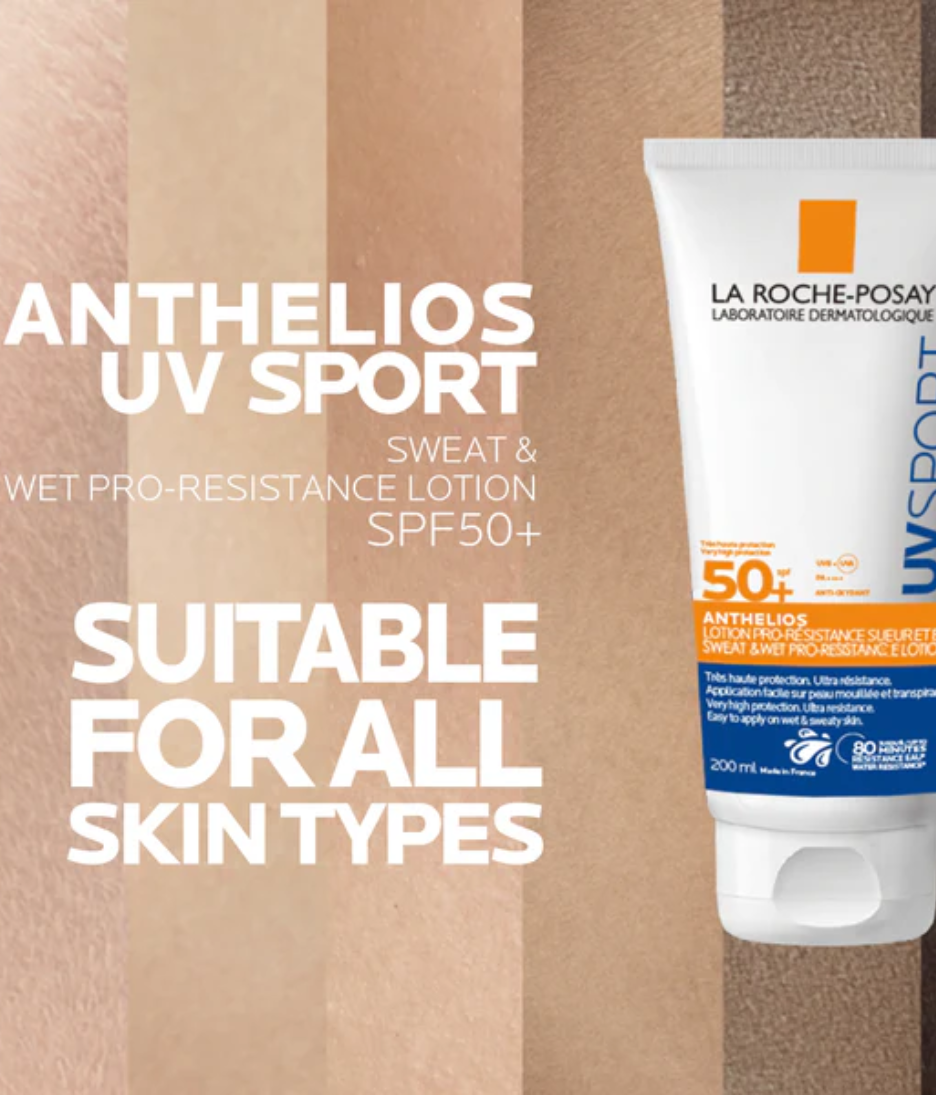 Anthelios UVSPORT Wet & Sweat Pro-Resistance Lotion SPF50+ skin types