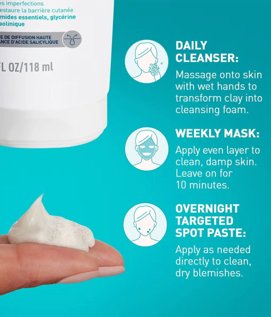 Cerave Blemish clay-to-foam cleanser how to use