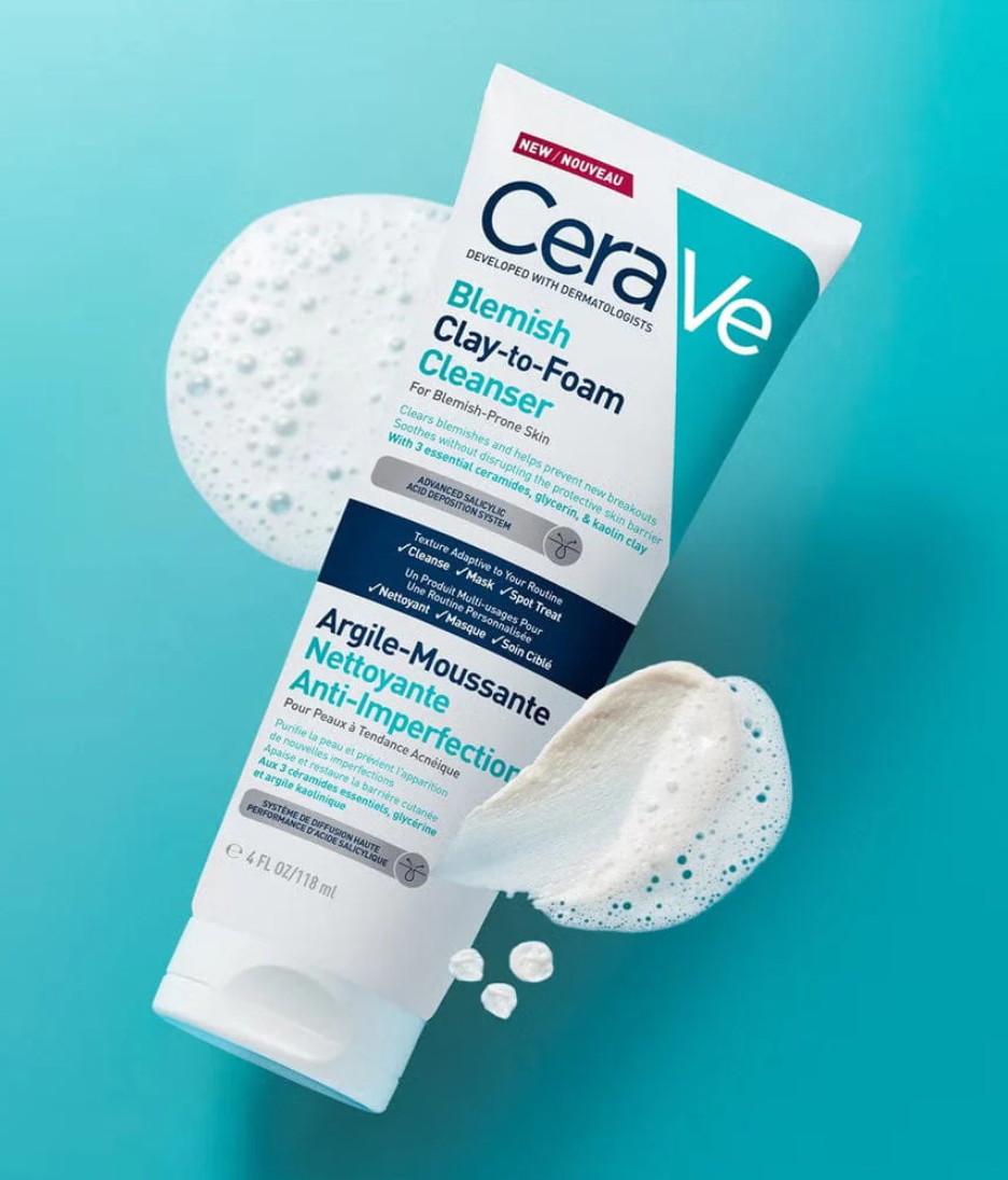 Cerave Blemish clay-to-foam cleanser texture