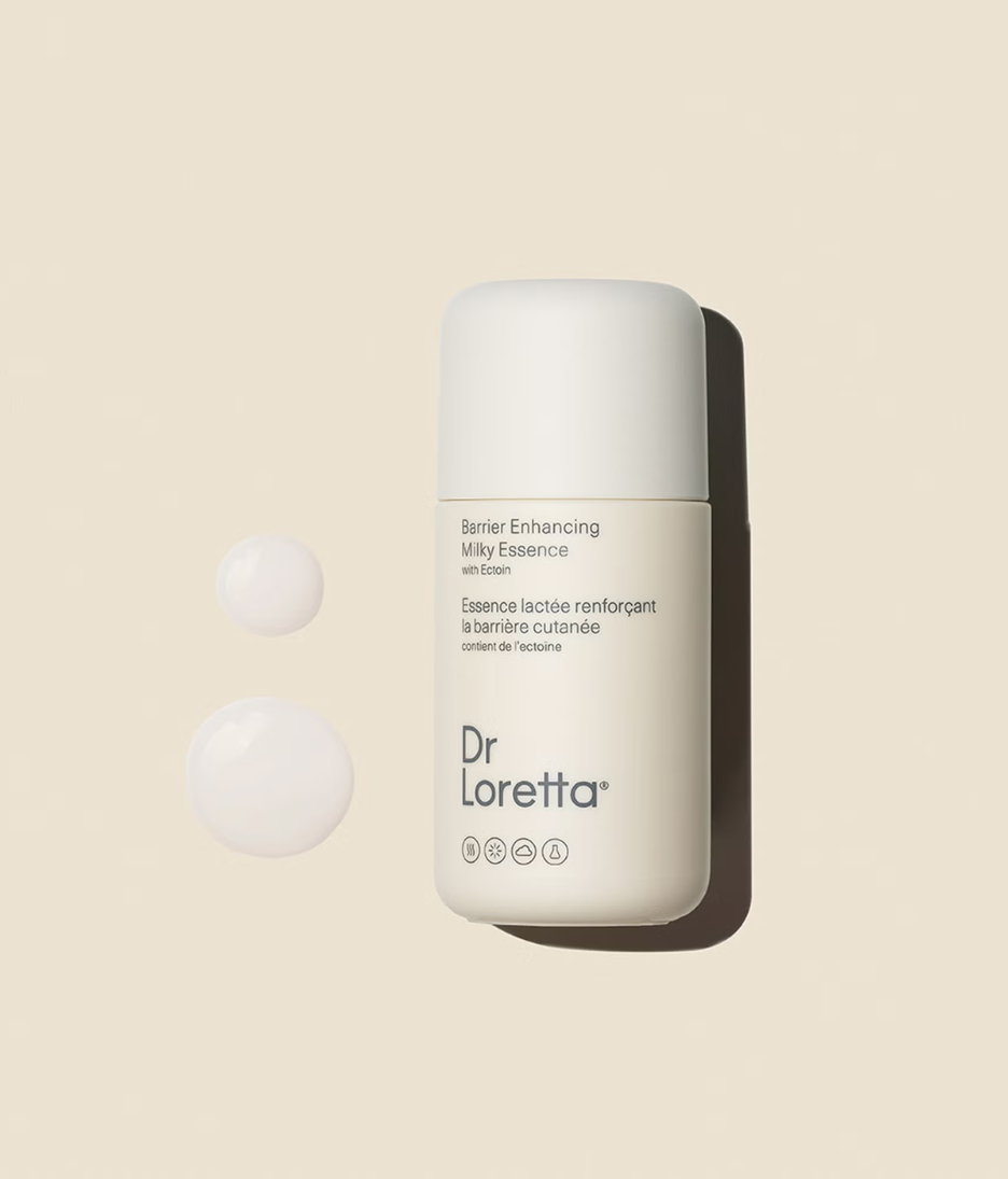 Dr. Loretta Barrier Enhancing Milky Essence 100ml product and cream shot 
