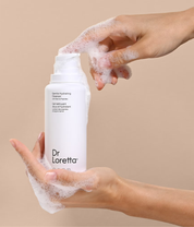 Dr. Loretta Gentle Hydrating Cleanser 200ml product and model with texture
