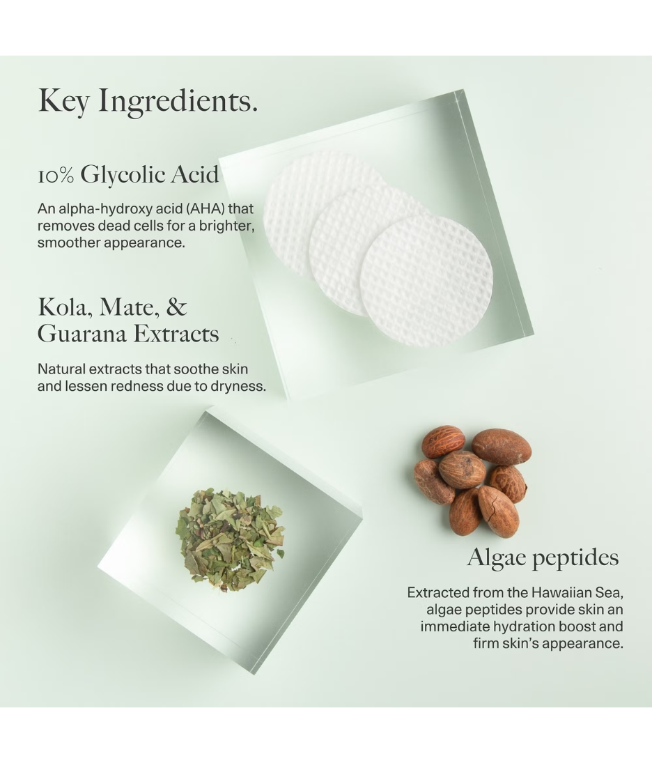 Dr. Loretta Micro Peel Peptide Pads Key ingredients 10% glycolic acid