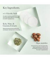 Dr. Loretta Micro Peel Peptide Pads Key ingredients 10% glycolic acid