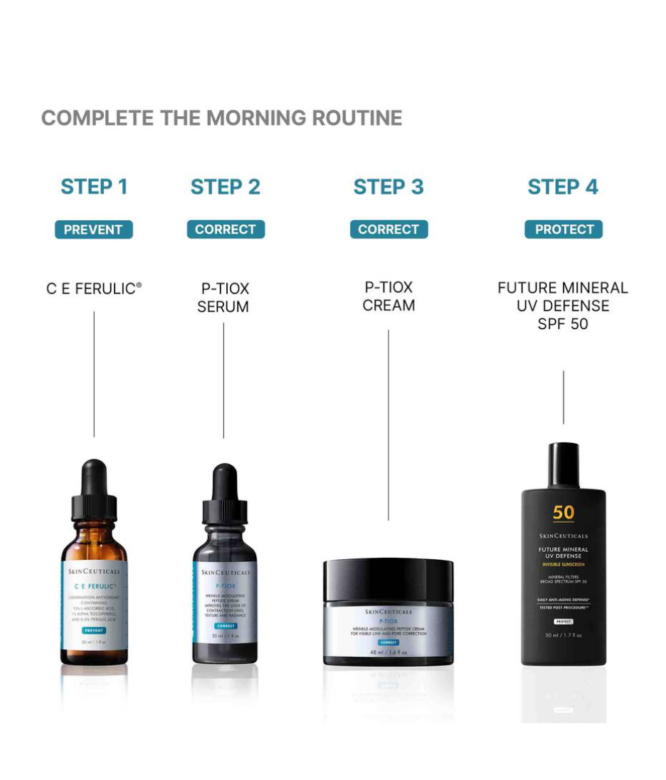 SkinCeuticals P-TIOX Cream Morning routine steps with products