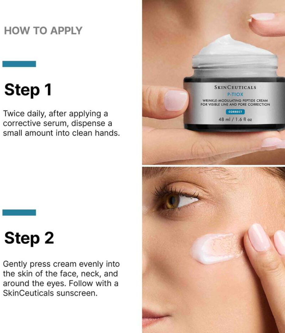 SkinCeuticals P-TIOX Cream micro-melting gel-cream texture steps 1 and 2