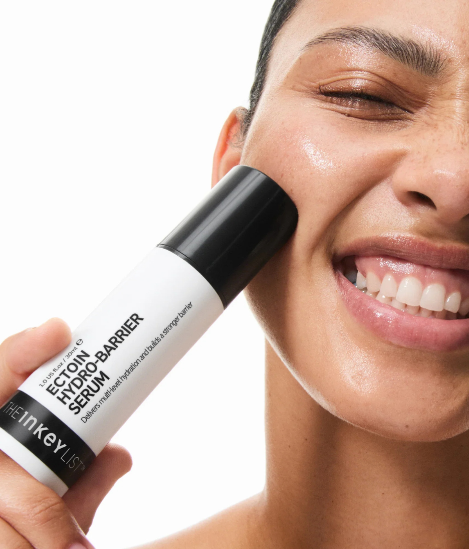 The Inkey List Ectoin Hydro-Barrier Serum promo shot with model