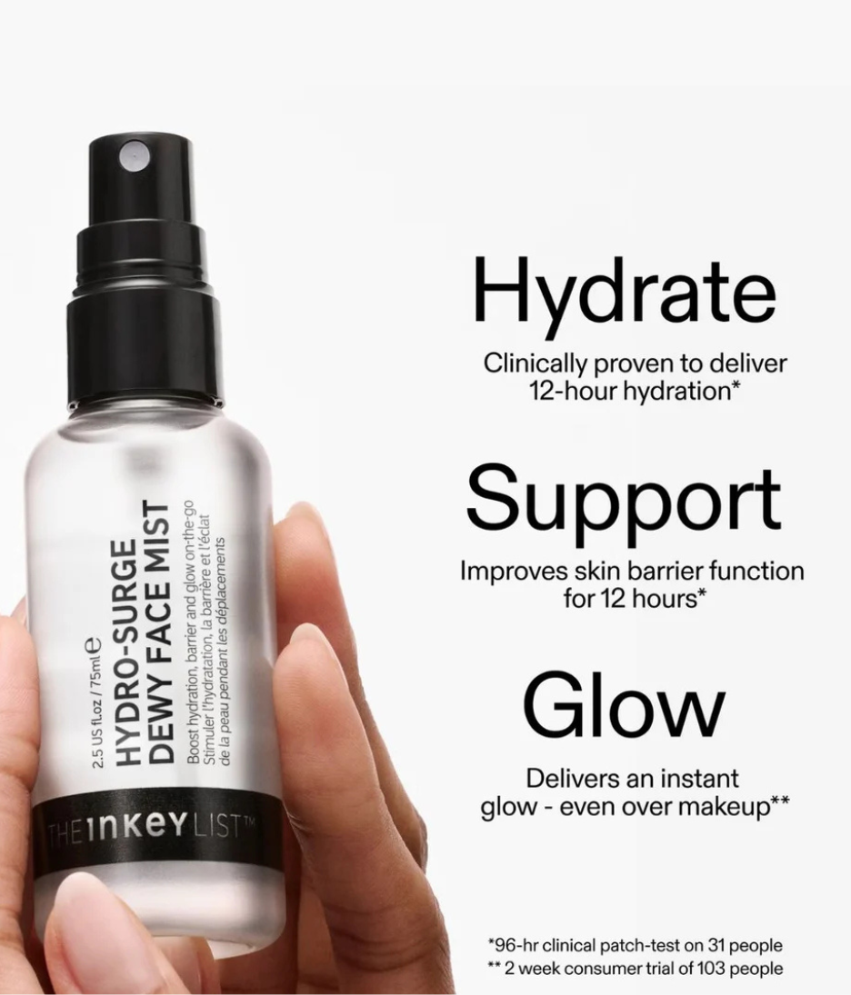 The Inkey List Hydro Surge Dewy Face Mist benefits and features