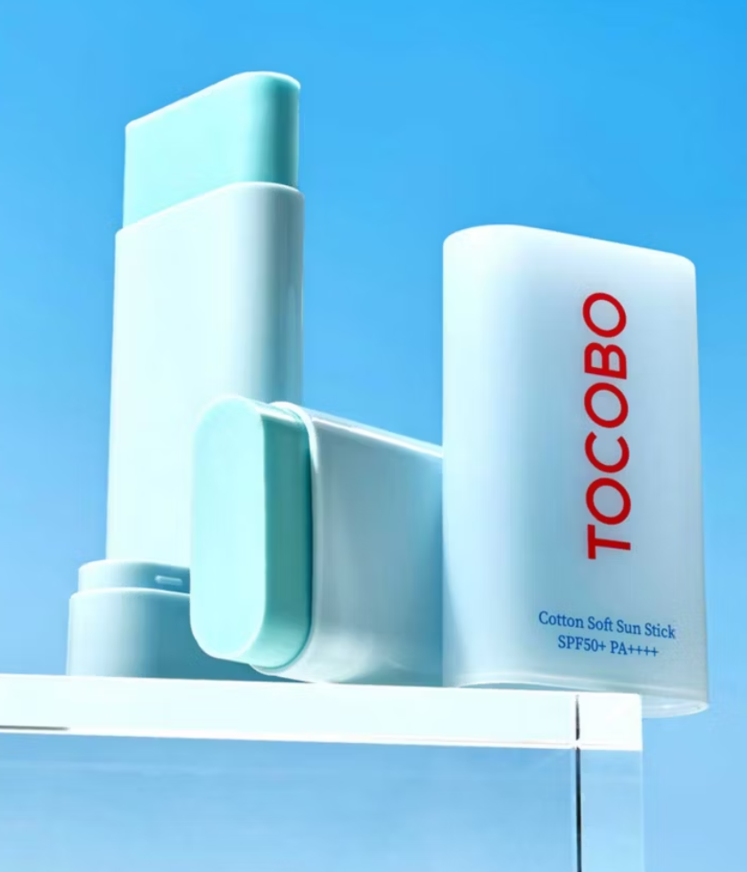 Tocobo cotton soft sun stick with blue background