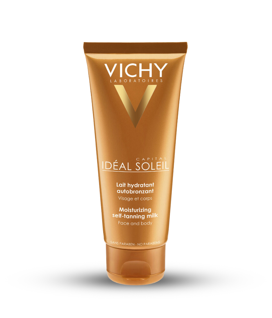 Vichy Capital Soleil Moisturising Self-Tanning Milk face body product shot white background